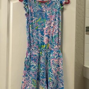 Lilly Pulitzer xs romper with pockets and ruffled cap sleeves